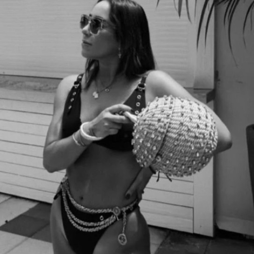 NWT Poolside “The Disco Ball” Straw Rhinestones Luxury Wristlet Bag RARE! - Picture 6 of 14